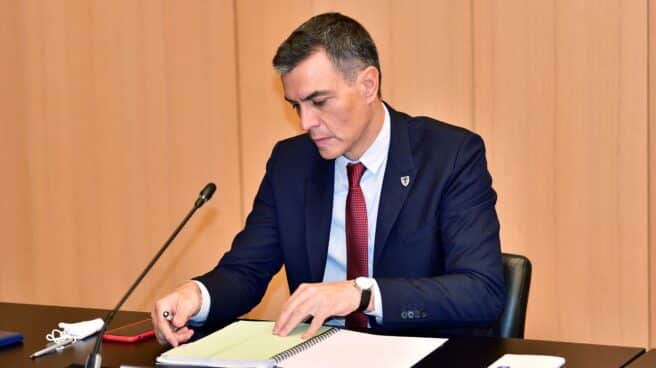 El primer ministro español Pedro Sánchez durante una sesión plenaria de la cumbre UE-Balcanes Occidentales en Brdo pri Kranju, en Kranj, Eslovenia.