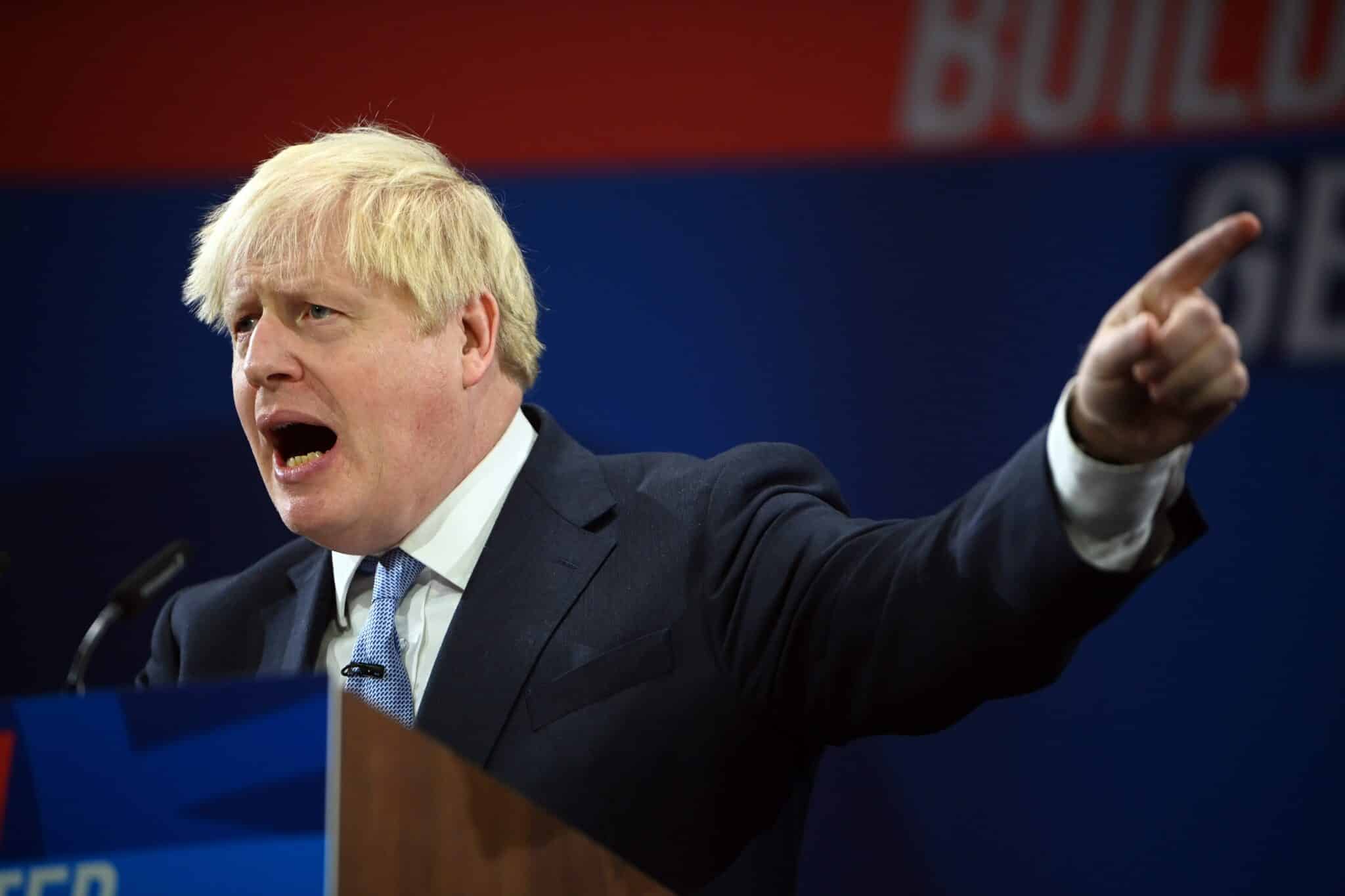 Boris Johnson, primer ministro británico, en el último congreso conservador