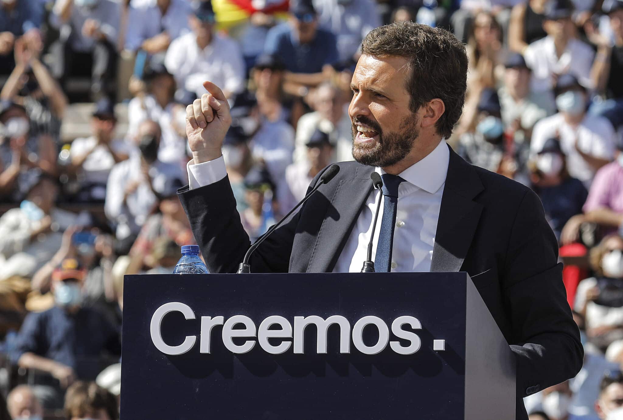 El presidente del PP, Pablo Casado, en el acto de clausura de la Convención Nacional del PP.