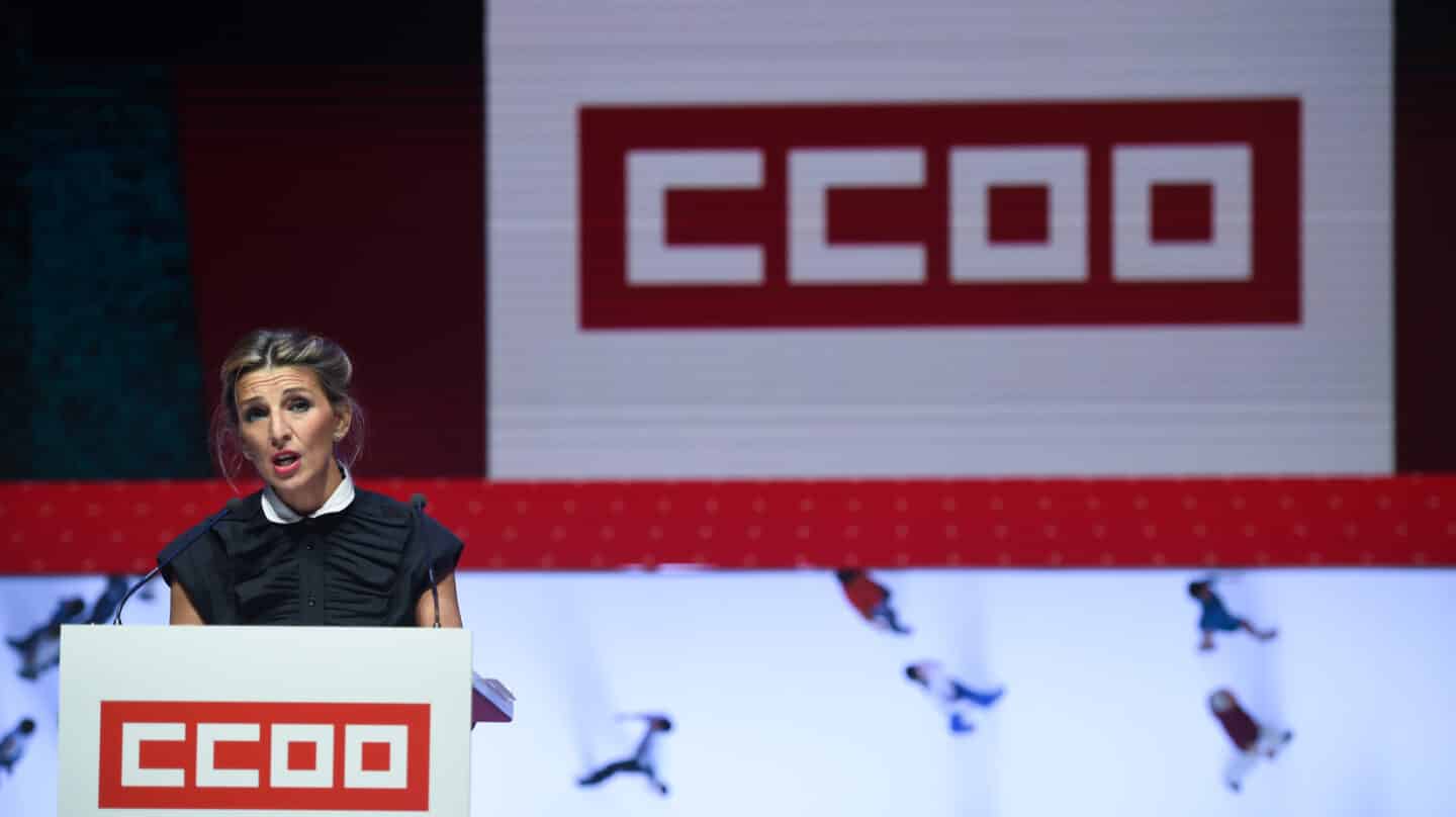 Yolanda Díaz, durante la clausura del 12º Congreso Confederal de CCOO, en el Madrid.