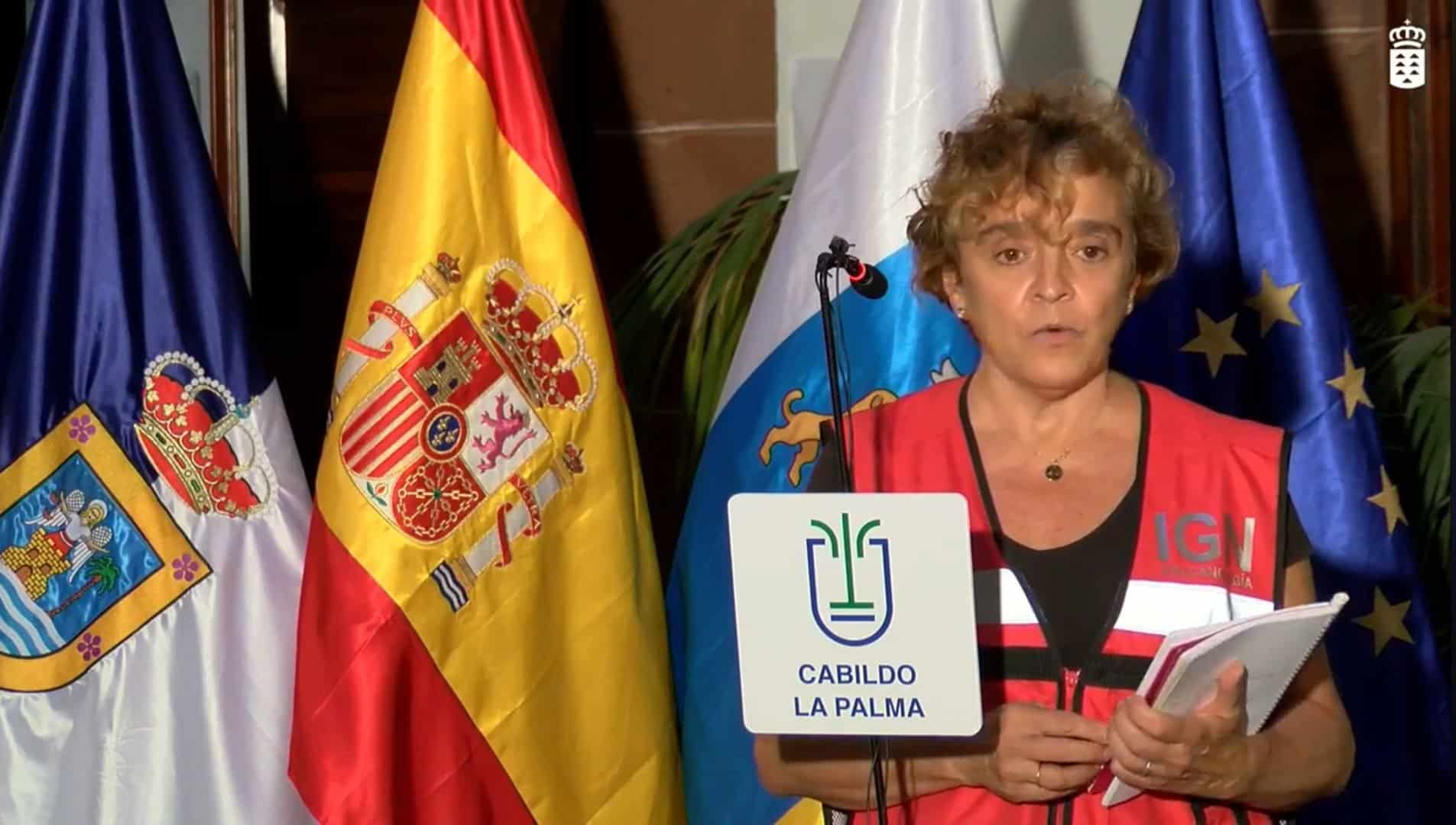 María José Blanco, directora del IGN en Canarias, durante una rueda de prensa sobre el volcán de La Palma