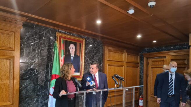 Teresa Ribera en Argelia, que viajó de urgencia por la crisis energética Teresa Ribera, vicepresidenta tercera del Gobierno, ha comparecido junto al ministro argelino de Energía y Minas, Mohamed Arkab