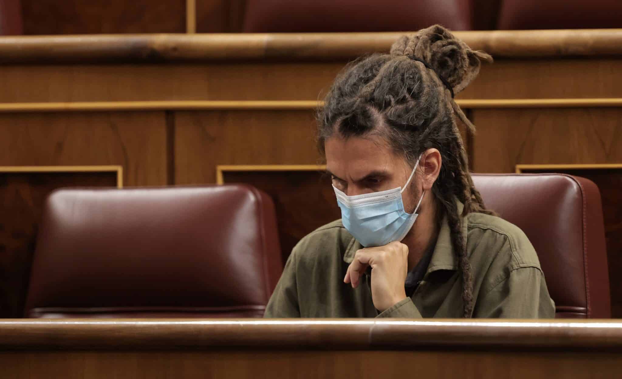 El canario Alberto Rodríguez, en el escaño que ocupaba en el Congreso de los Diputados.