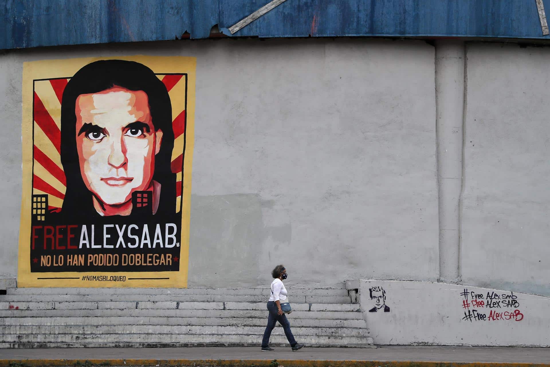 Graffiti en apoyo a Alex Saab en Caracas.