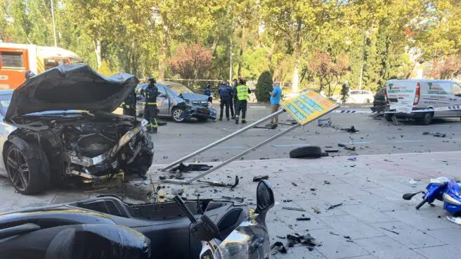 Accidente múltiple en la calle de General Perón (Madrid)