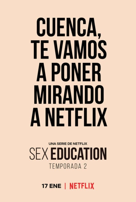 Cartel publicitario de Netflix para la serie 'Sex Education' en Cuenca