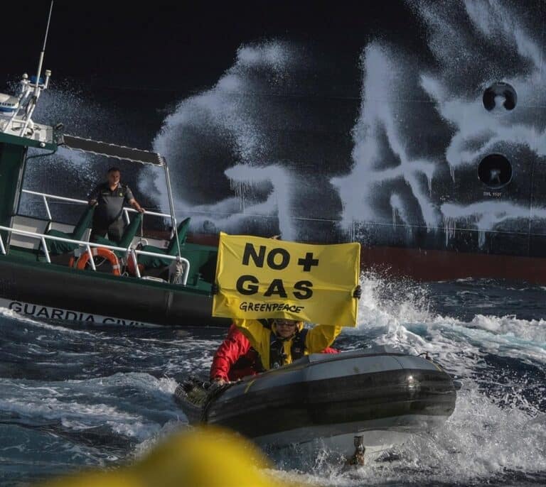La Guardia Civil toma el barco de Greenpeace y permite la entrada en España del buque cargado con gas