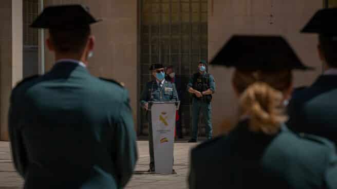Guardias civiles, en la toma de posesión del Jefe de la Zona de la Guardia Civil en Cataluña.
