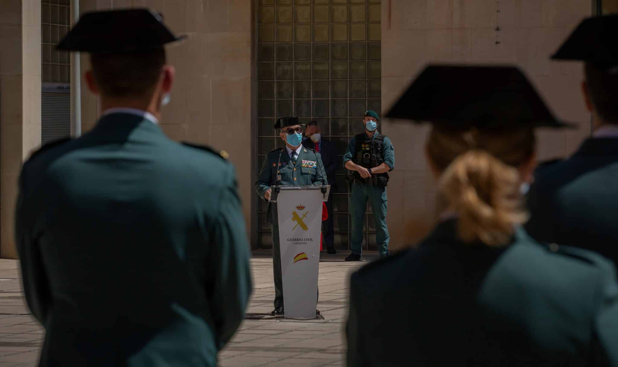 Guardias civiles, en la toma de posesión del Jefe de la Zona de la Guardia Civil en Cataluña.