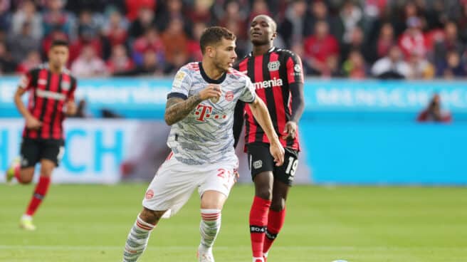 Lucas Hernández en un partido con el Bayer de Múnich