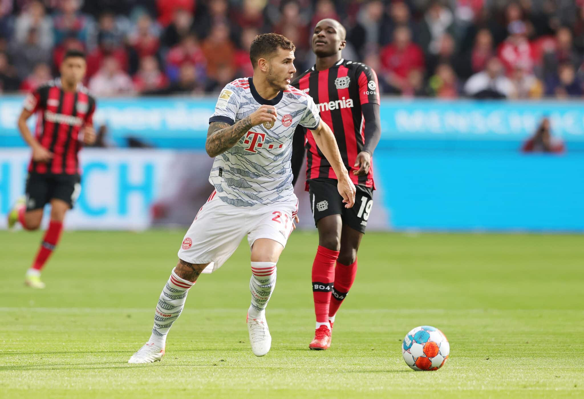 Lucas Hernández en un partido con el Bayer de Múnich