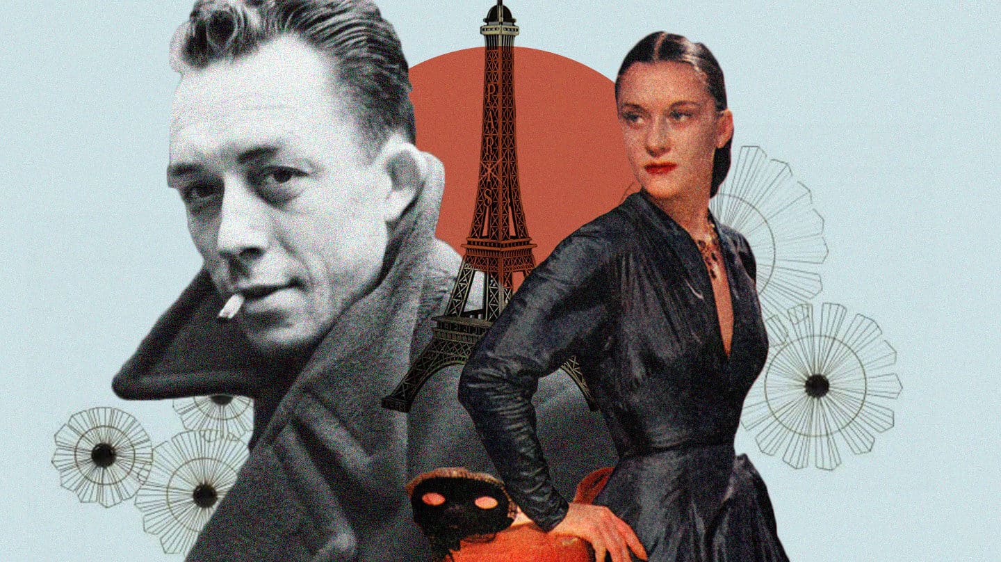Collage de Albert Camus junto a María Casares