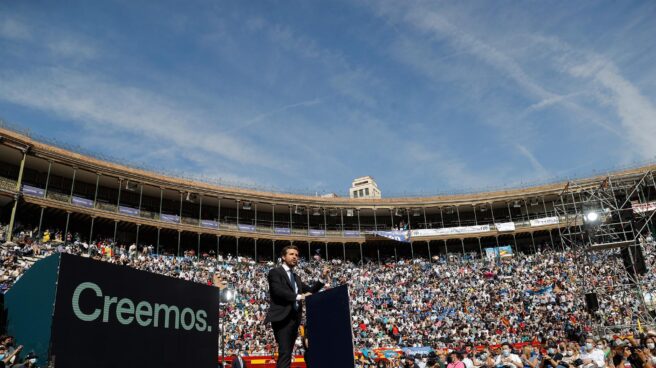 Pablo Casado, durante la convención nacional del PP en la plaza de toros de Valencia.