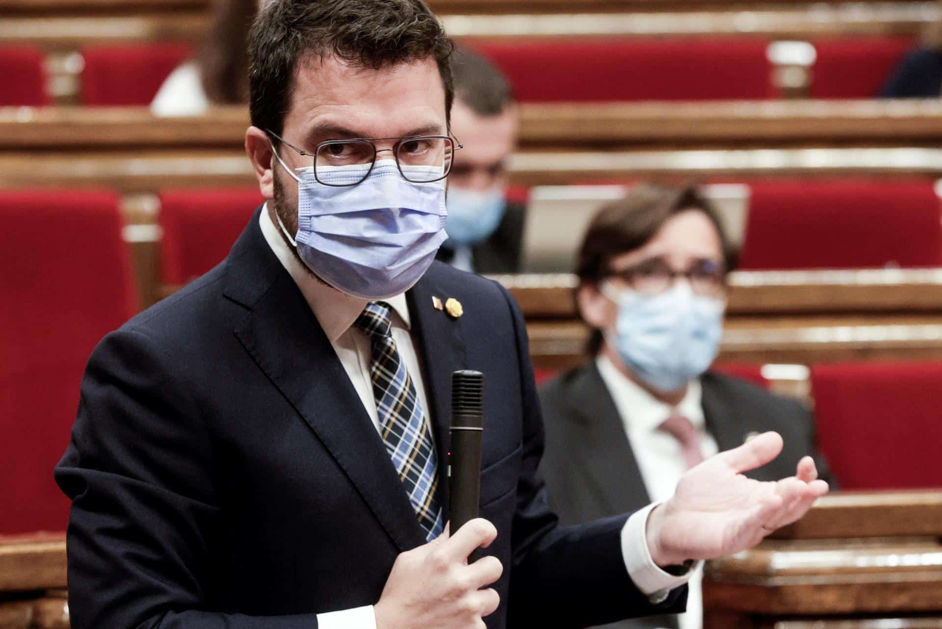 Pere Aragonès, en el Parlament.