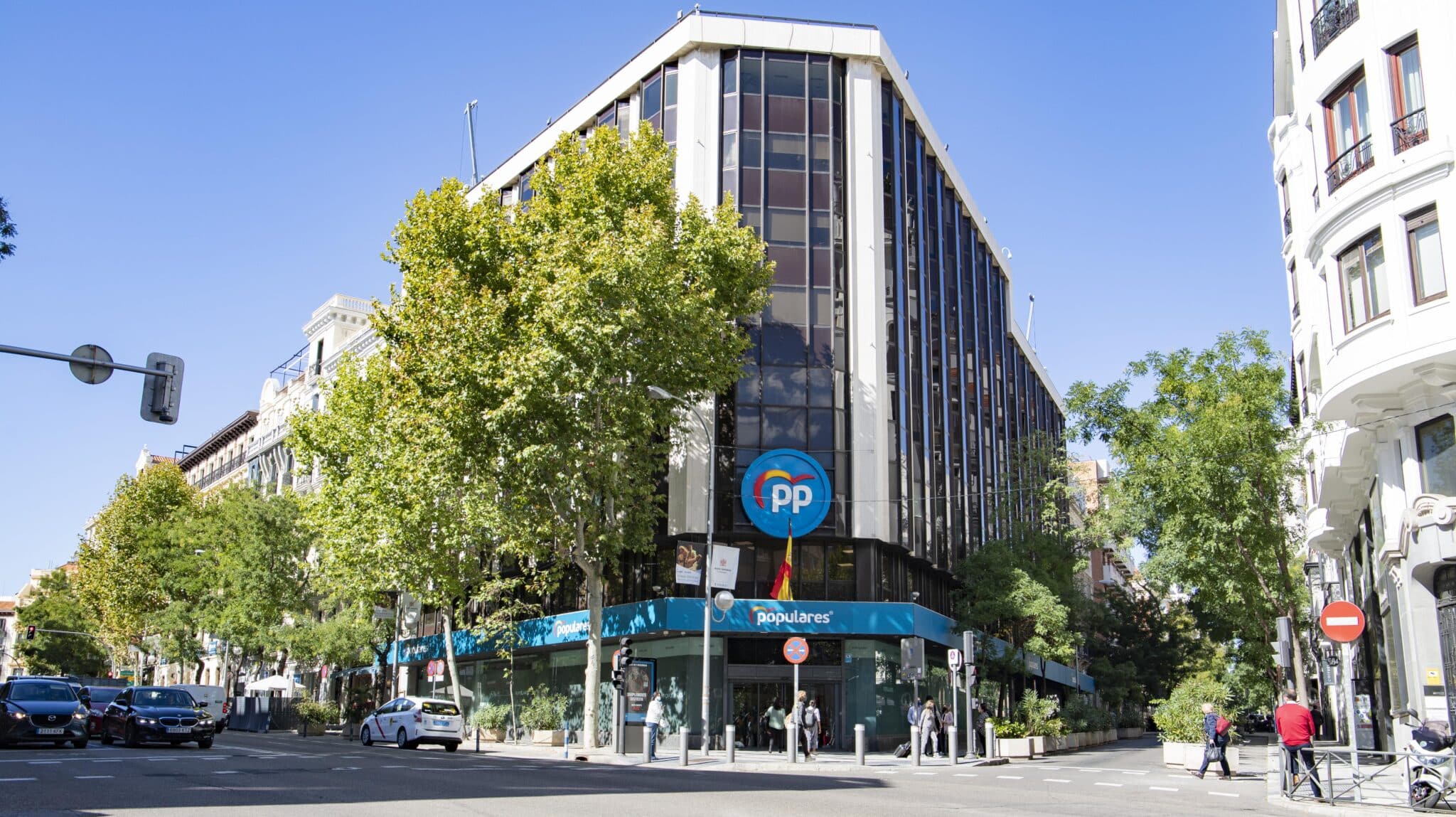 El edificio de la sede central del Partido Popular (PP) en la calle Génova