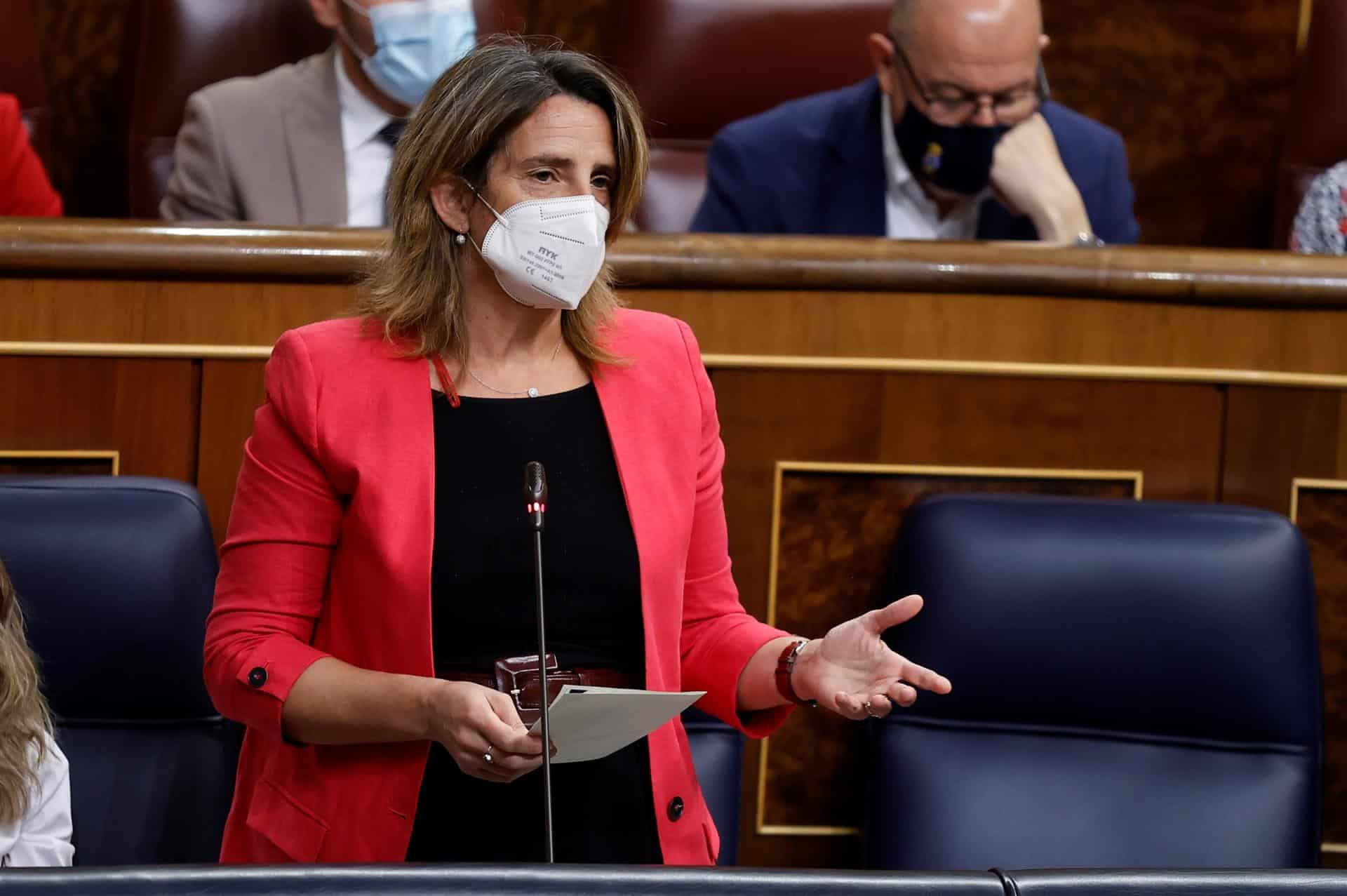 La ministra Teresa Ribera, en el Congreso de los Diputados.