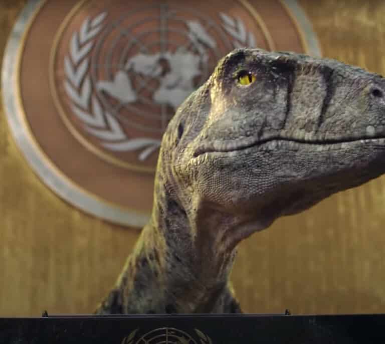 Un dinosaurio contra el cambio climático: la original campaña de la ONU antes de la Cumbre del Clima