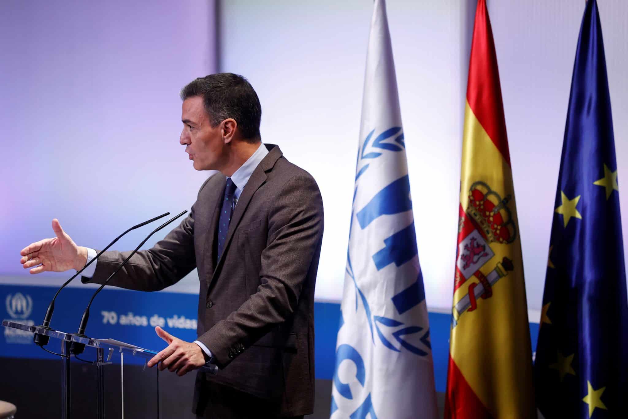 El presidente del Gobierno, Pedro Sánchez, interviene en el acto conmemorativo del 70º aniversario de la Convención de 1951 sobre el Estatuto de los Refugiados.