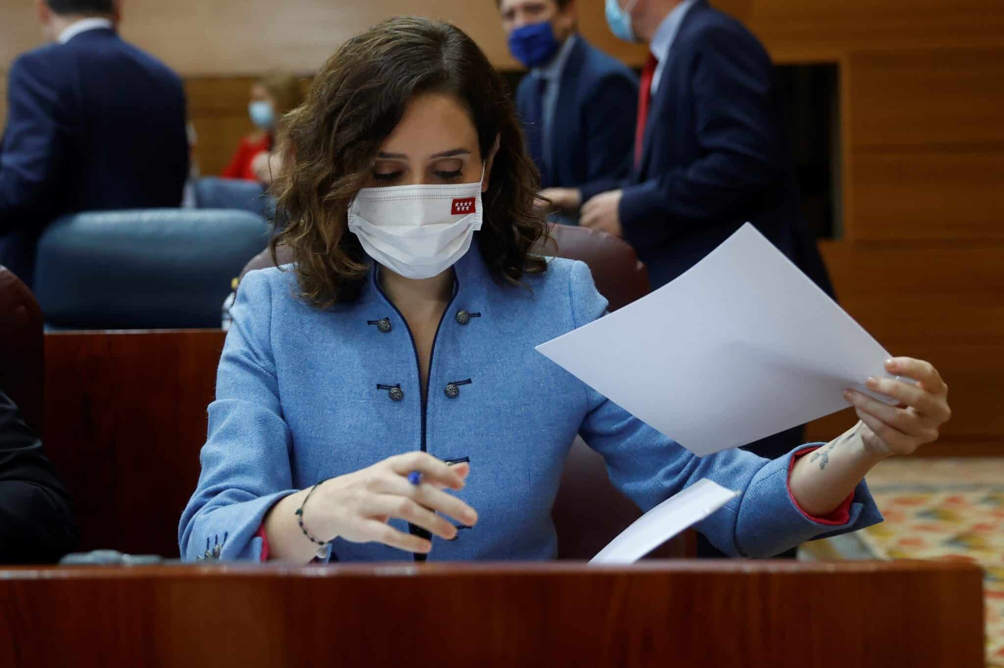 Isabel Díaz Ayuso durante el Pleno de la Asamblea de Madrid.
