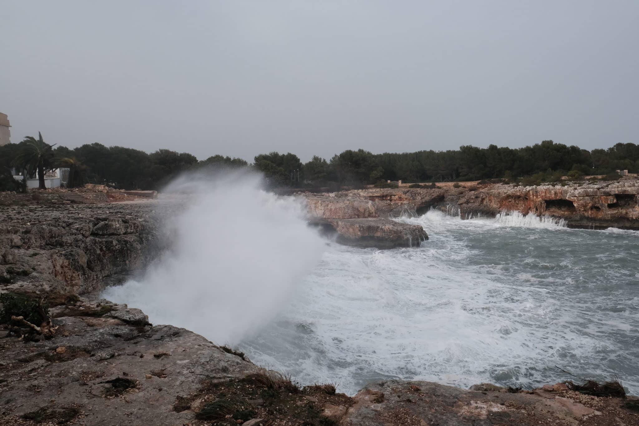 Grandes olas en la costa.