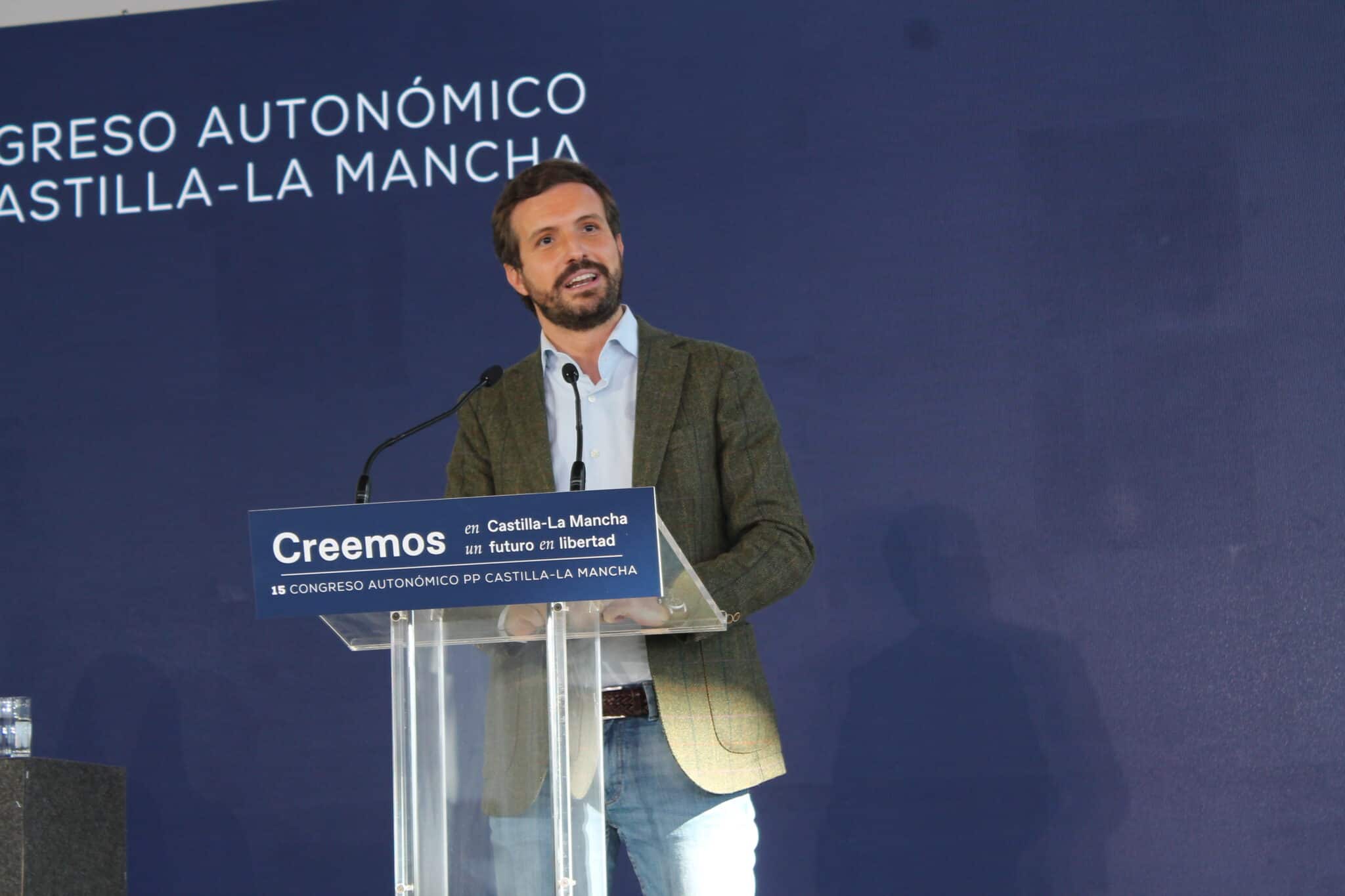 El presidente del PP, Pablo Casado, clausura la XV Congreso del PP de Castilla- La Mancha.