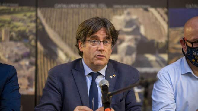 El expresidente de la Generalitat Carles Puigdemont, en una rueda de prensa a 25 de septiembre de 2021