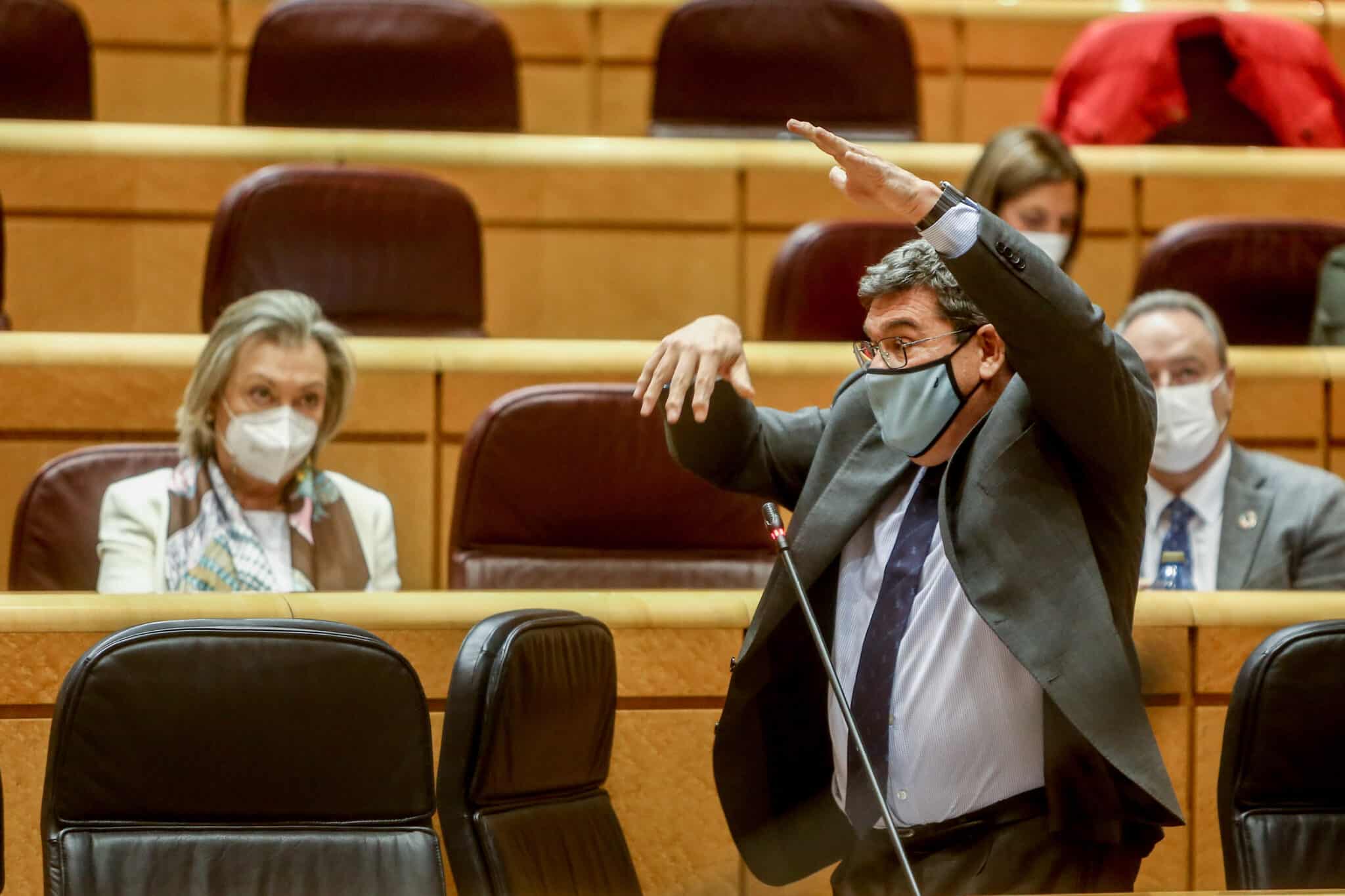 El ministro José Luis Escrivá, en el Senado.