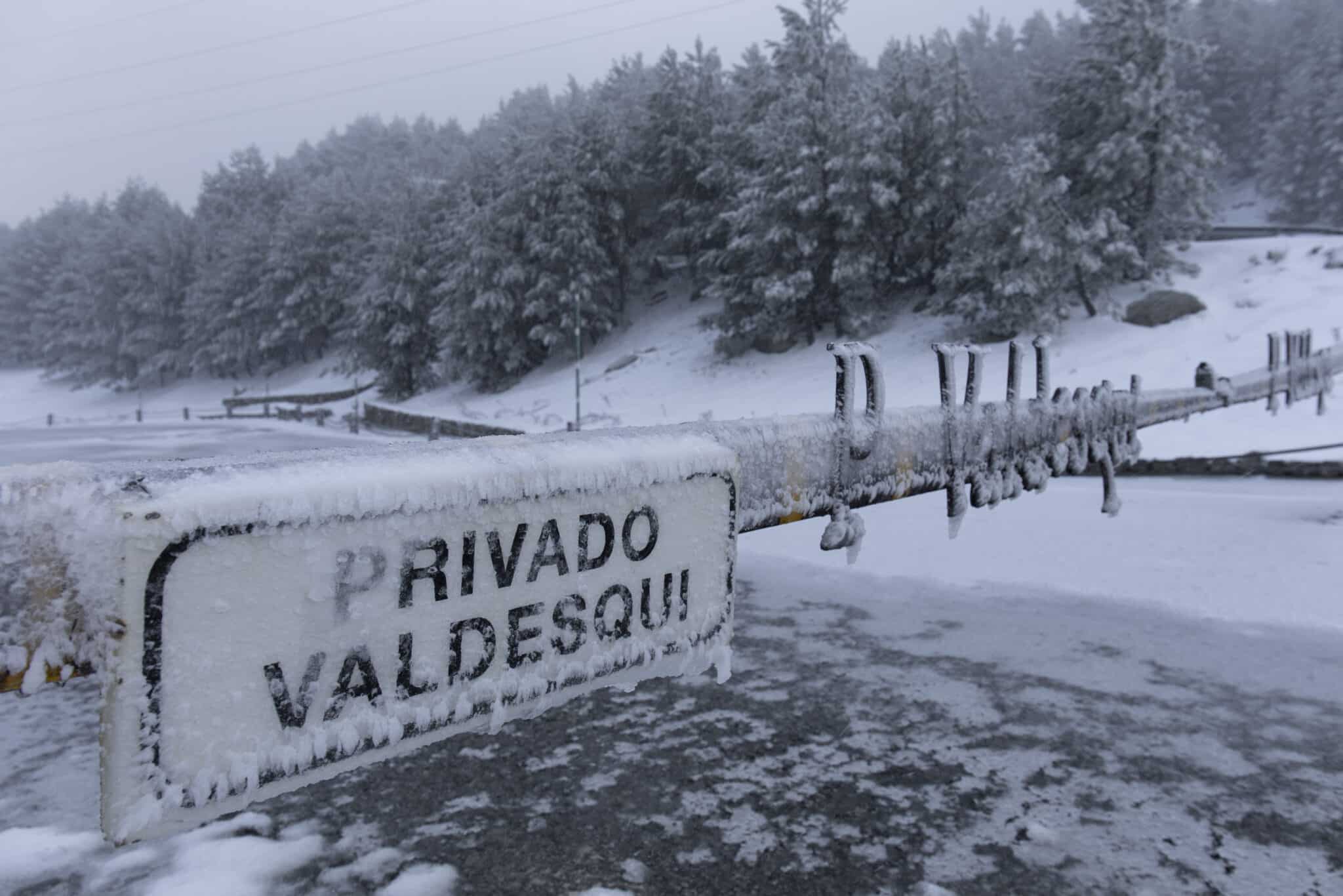 El Puerto de Cotos nevado, en la sierra de Guadarrama, a 4 de noviembre de 2021
