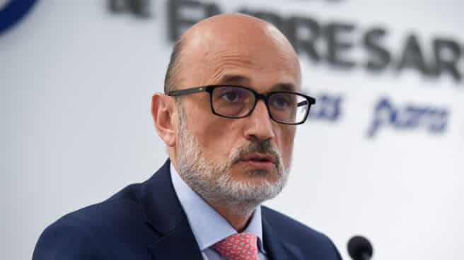 El presidente del Círculo de Empresarios, Manuel Pérez-Sala, interviene durante la presentación de la propuesta del Círculo sobre la reforma laboral