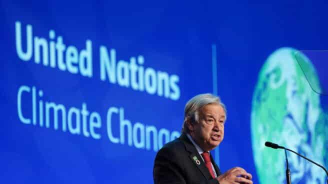 El Secretario General Antonio Guterres pronuncia un discurso durante la cumbre de la Cop26 en Glasgow.