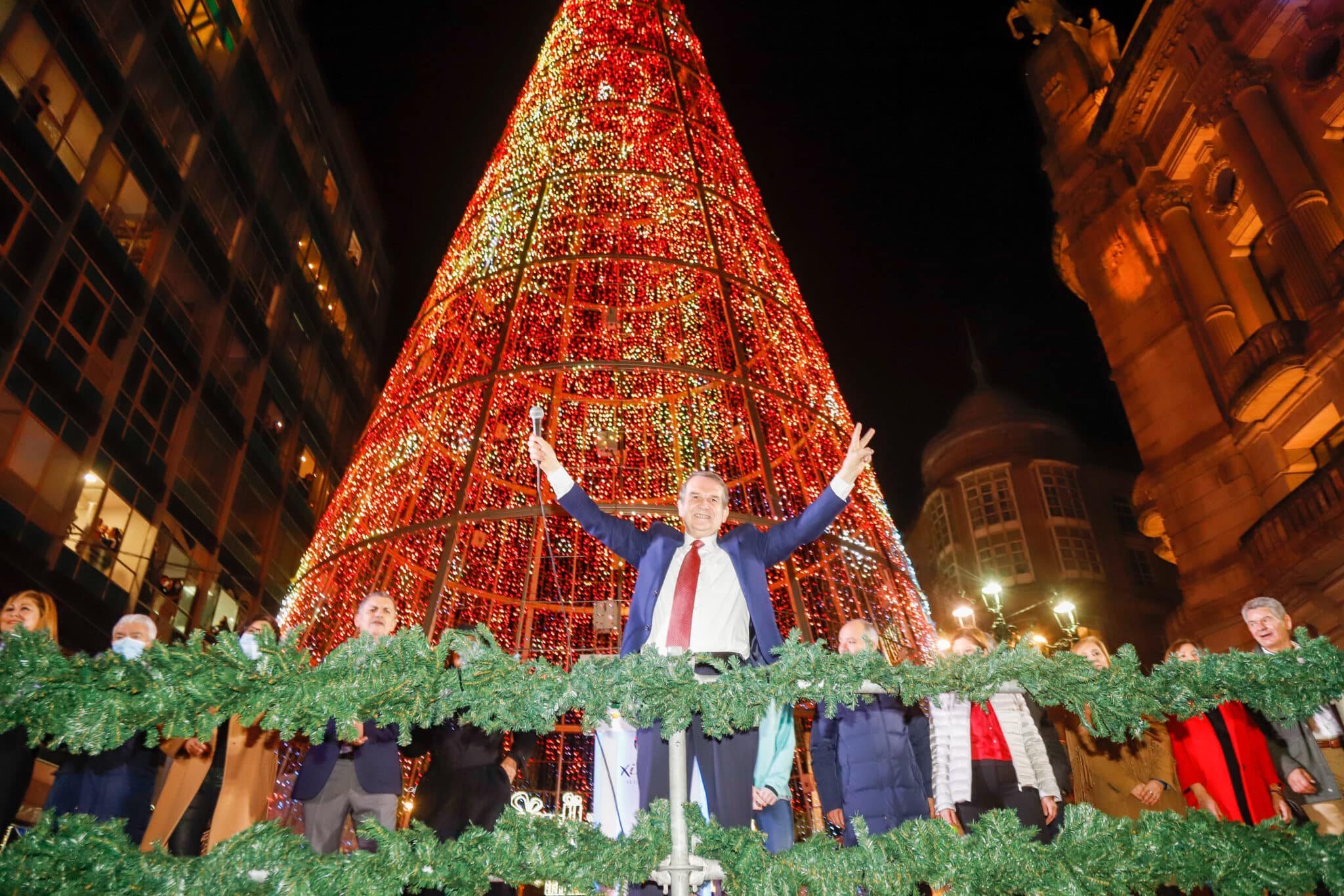 El alcalde Abel Caballero, en el encendido de las luces de Navidad en Vigo