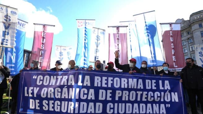 Protesta contra la derogación de la 'Ley mordaza' el pasado miércoles en Bilbao.