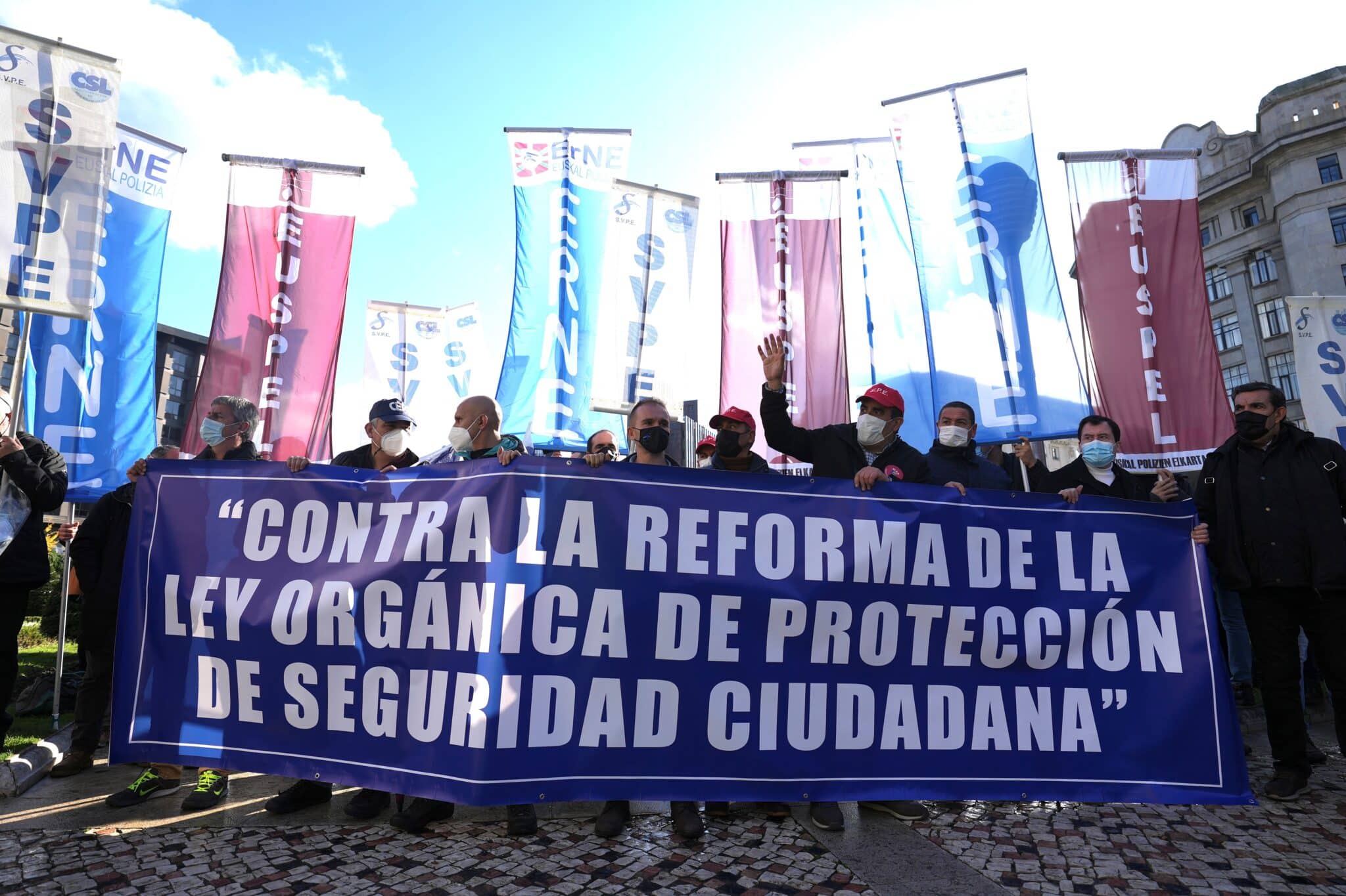 Protesta contra la derogación de la 'Ley mordaza' el pasado miércoles en Bilbao.