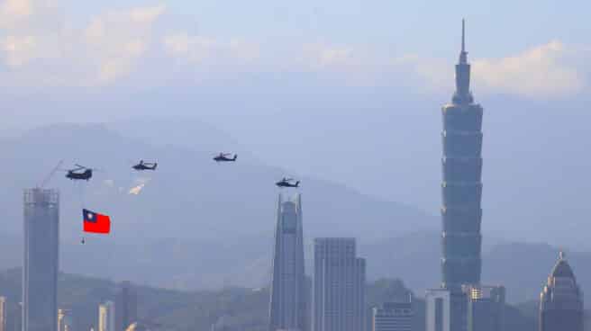 Desfile militar aéreo en Taiwán en octubre de 2021.