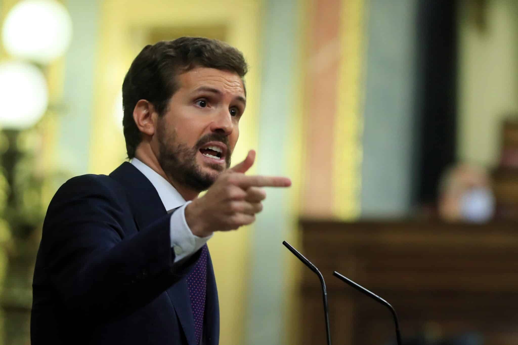 El líder del PP, Pablo Casado, durante el debate de totalidad del Proyecto de Ley de Presupuestos Generales del Estado.