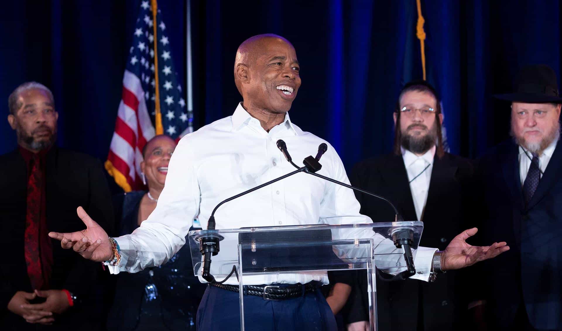 Eric Adams, en la fiesta tras su victoria electoral en Nueva York.