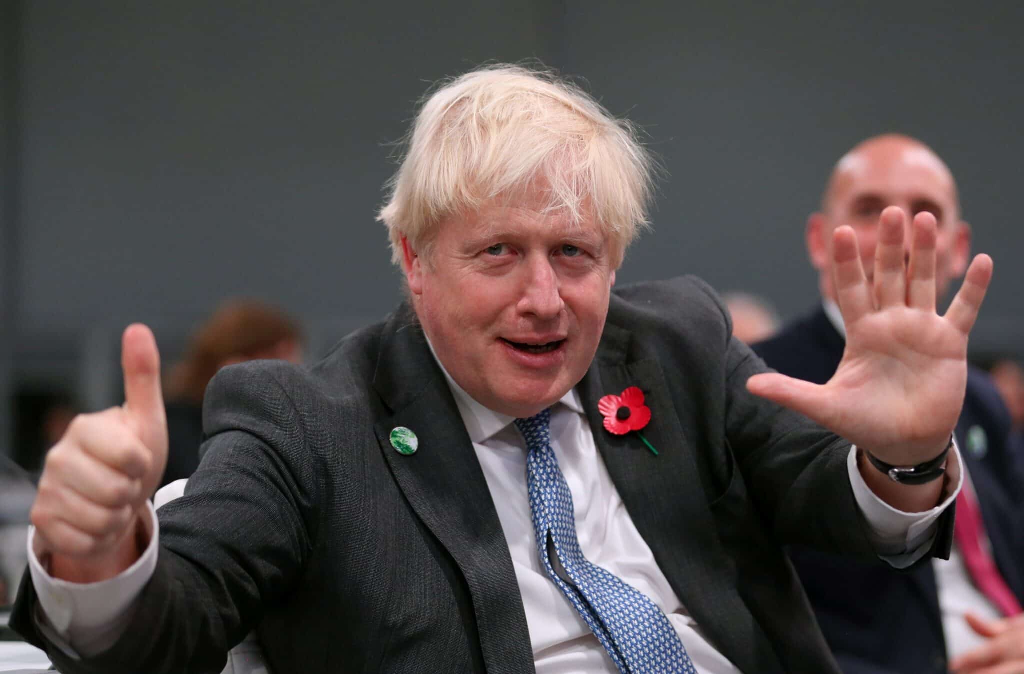Boris Johnson durante la sesión de ayer de la cumbre.