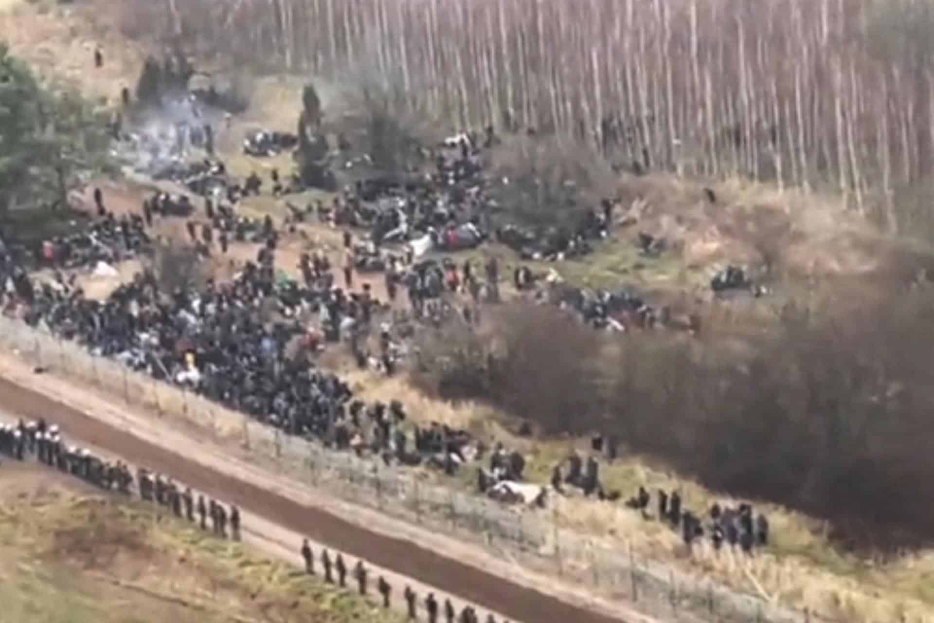 Campamento de migrantes en la frontera entre Bielorrusia y Polonia.