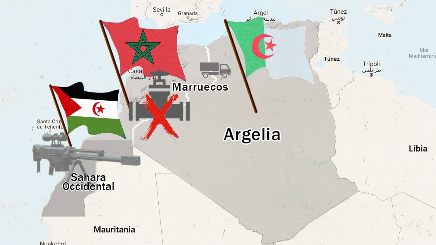Mapa de Sáhara Occidental, Marruecos y Argelia