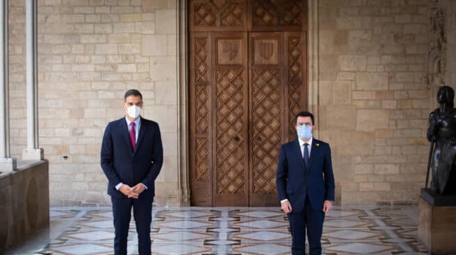 Pedro Sánchez y Pere Aragonès en la reunión de la mesa de diálogo del pasado septiembre