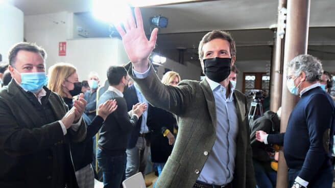 Pablo Casado, en un encuentro con dirigentes provinciales del PP en León.