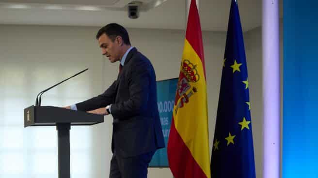 El presidente del Gobierno, Pedro Sánchez, en una comparecencia informativa.