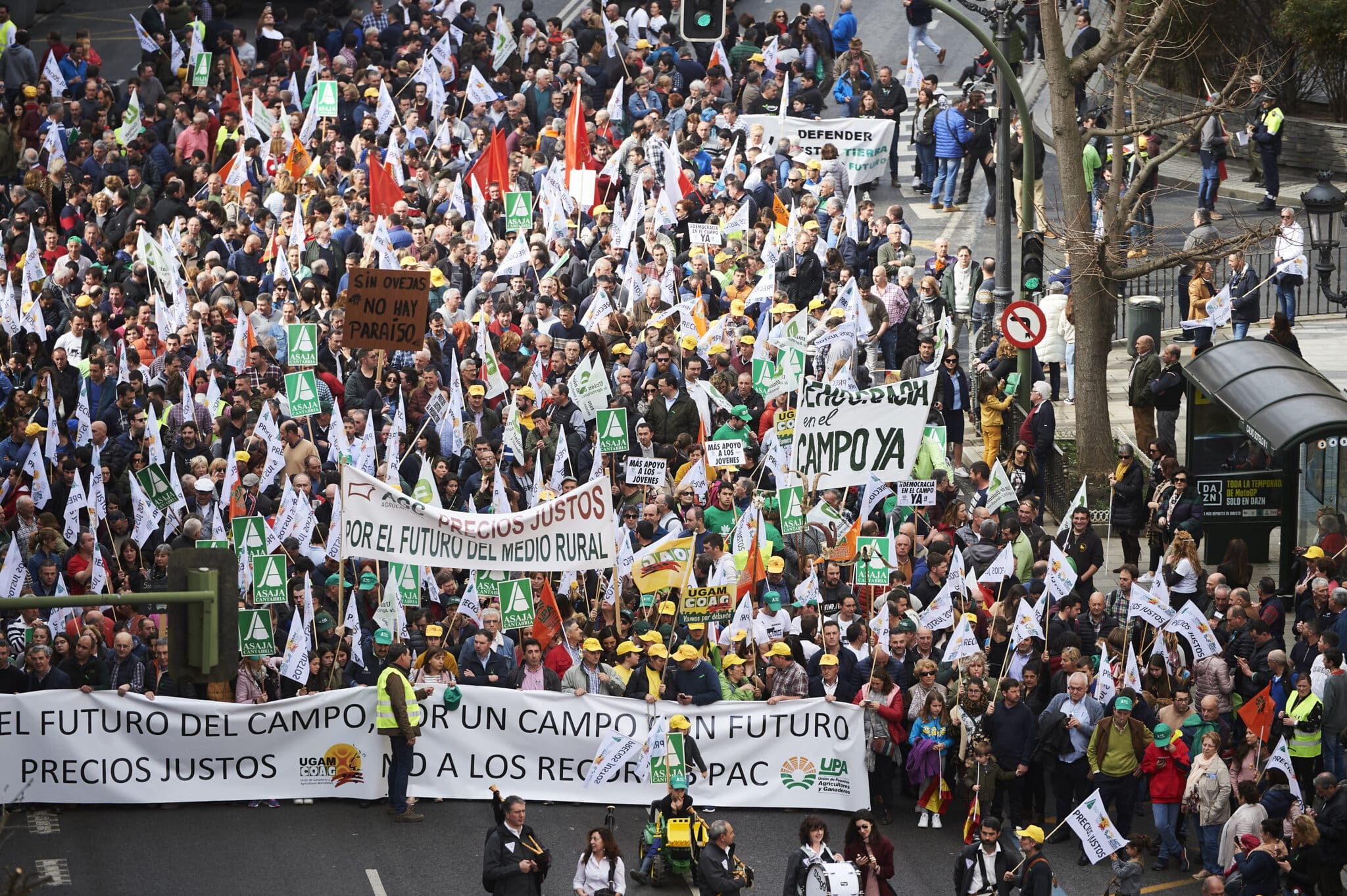 Manifestación de ganaderos y agricultores en demanda de precios justos en febrero de 2020.