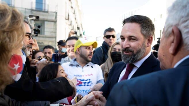 Santiago Abascal, durante una manifestación contra el régimen cubano en Madrid.