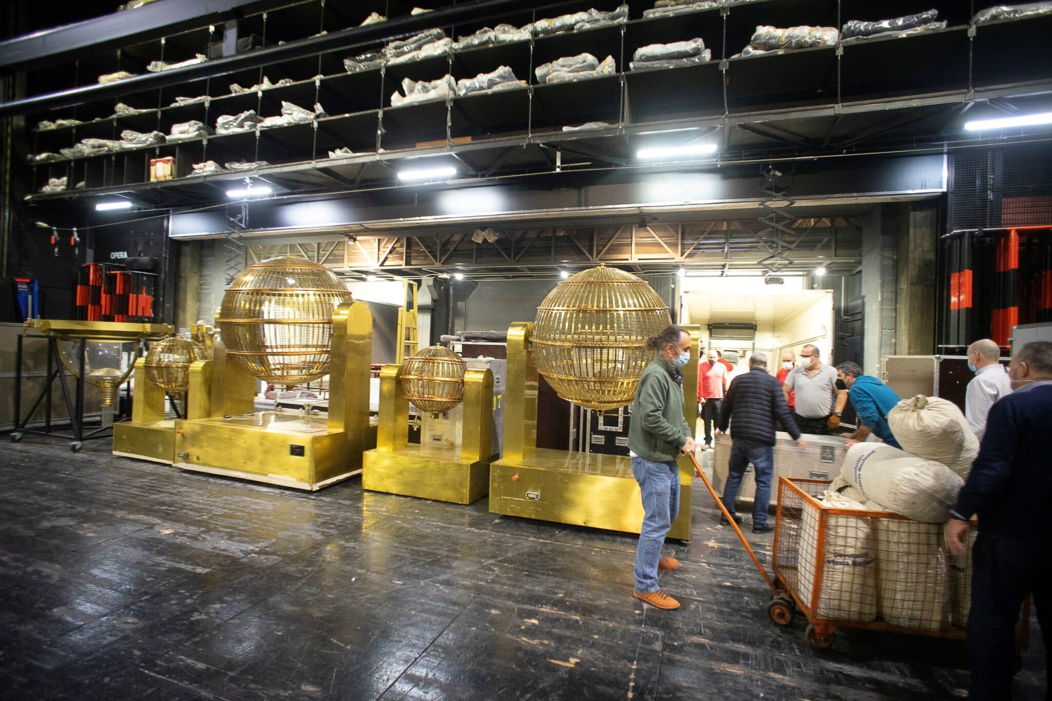 Los bombos del sorteo de la Lotería de Navidad.