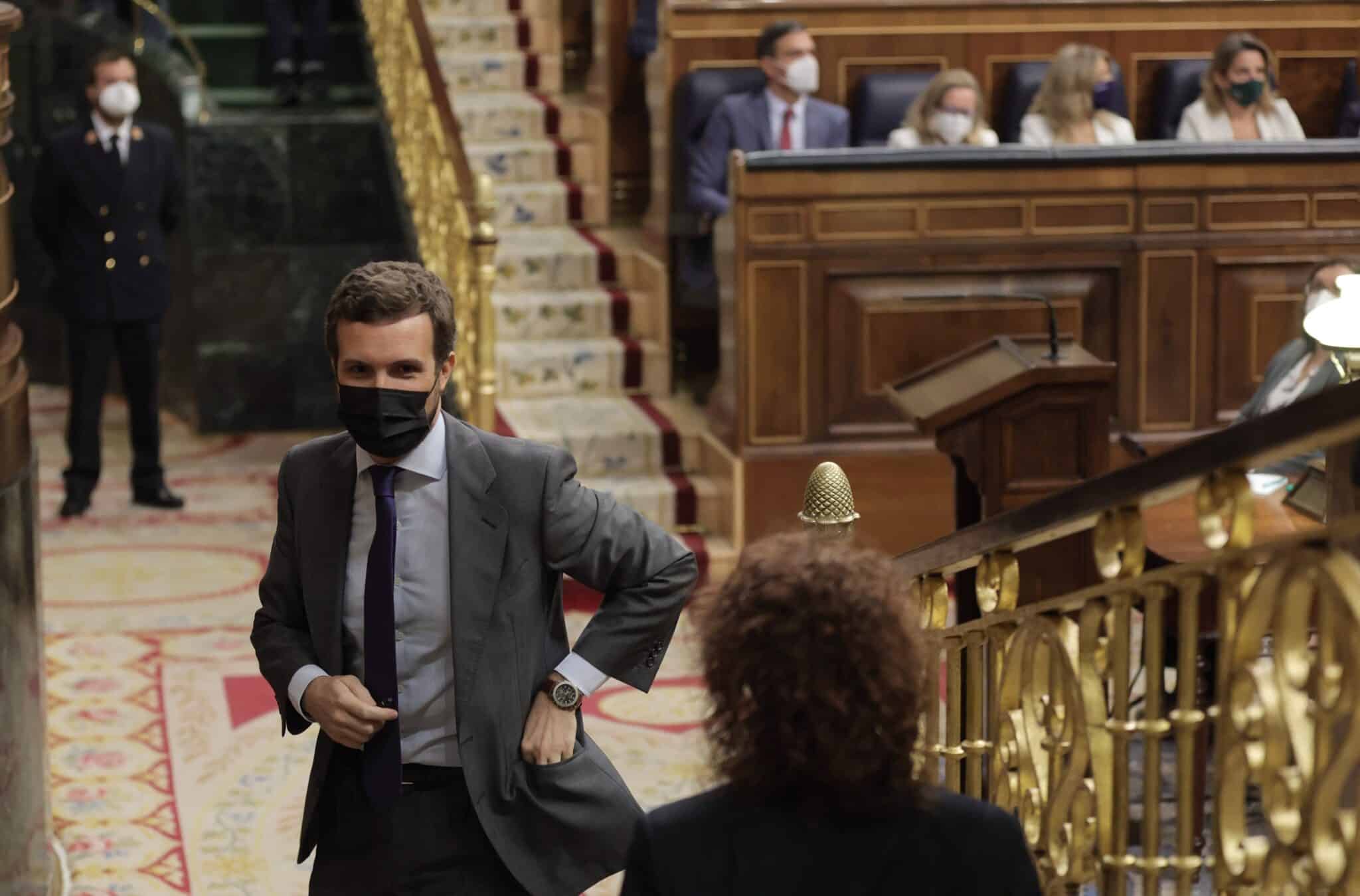 El líder del PP, Pablo Casado, en una sesión de control al Gobierno.