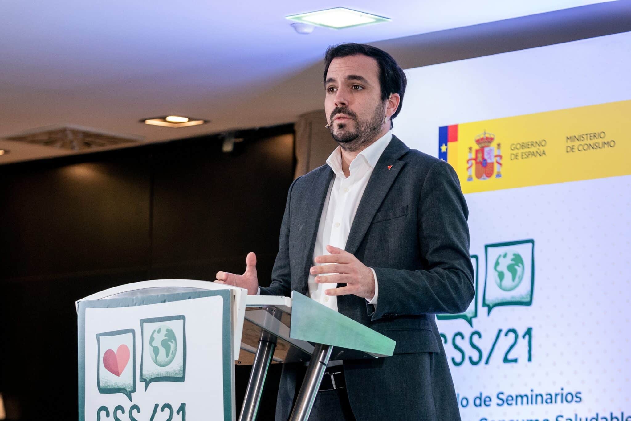 El ministro de Consumo, Alberto Garzón, inaugura el seminario ‘Publicidad de alimentos dirigida a menores en España’, en el Hotel NH Príncipe de Vergara