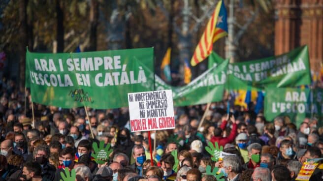 Varias personas acuden a la manifestación contra el fallo del 25% de castellano.