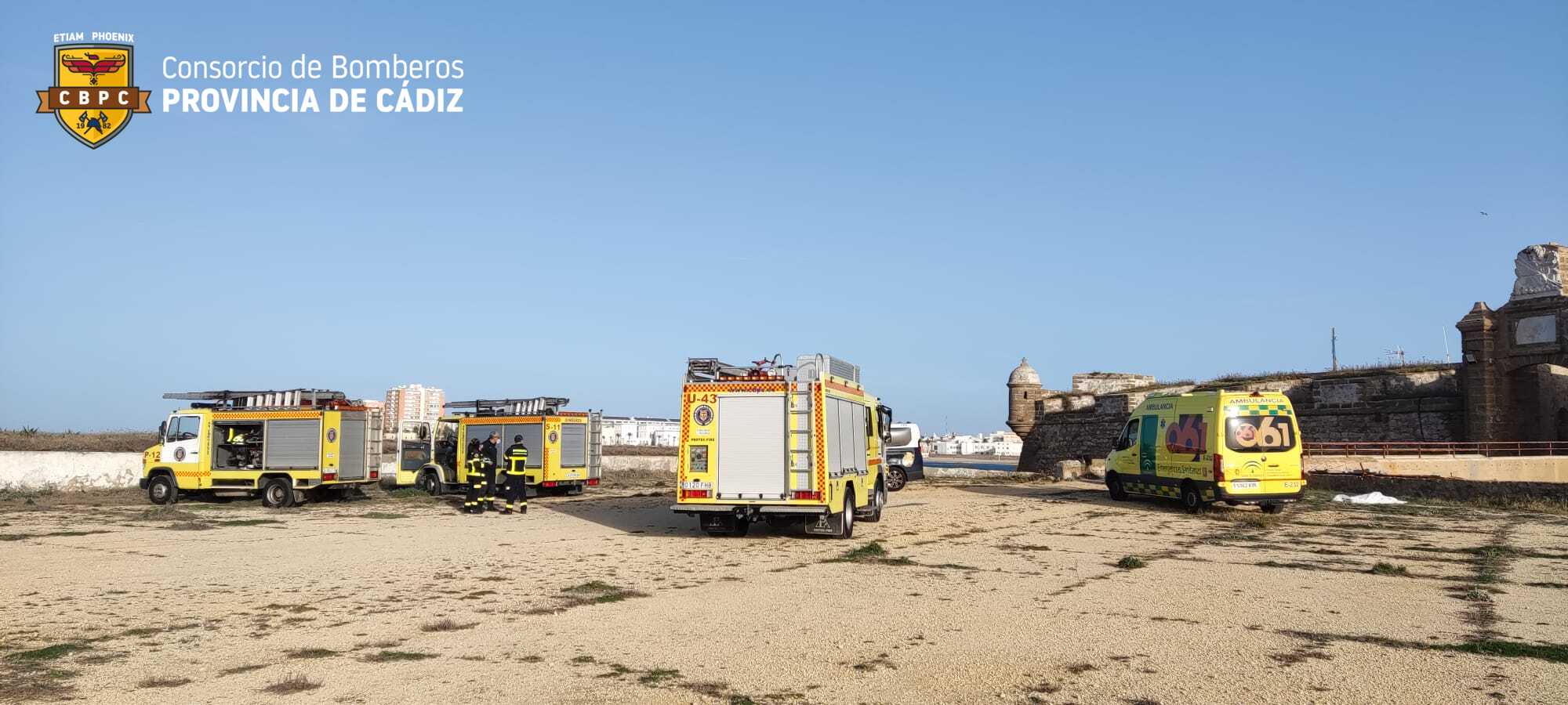 Consorcio de bomberos de Cádiz en el lugar del suceso