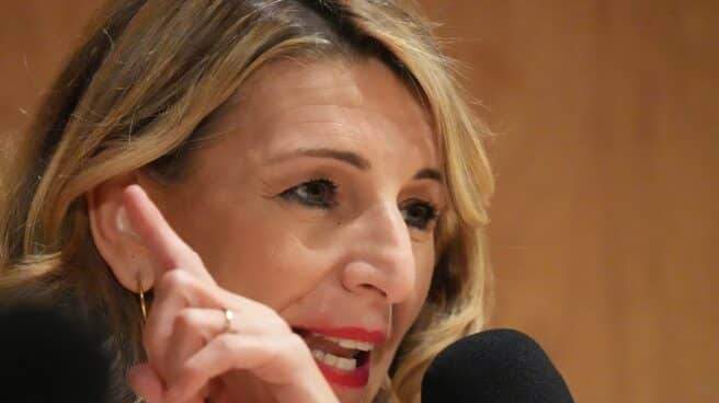 La vicepresidenta segunda y ministra de Trabajo y Economía Social, Yolanda Díaz, en un debate en Barakaldo.